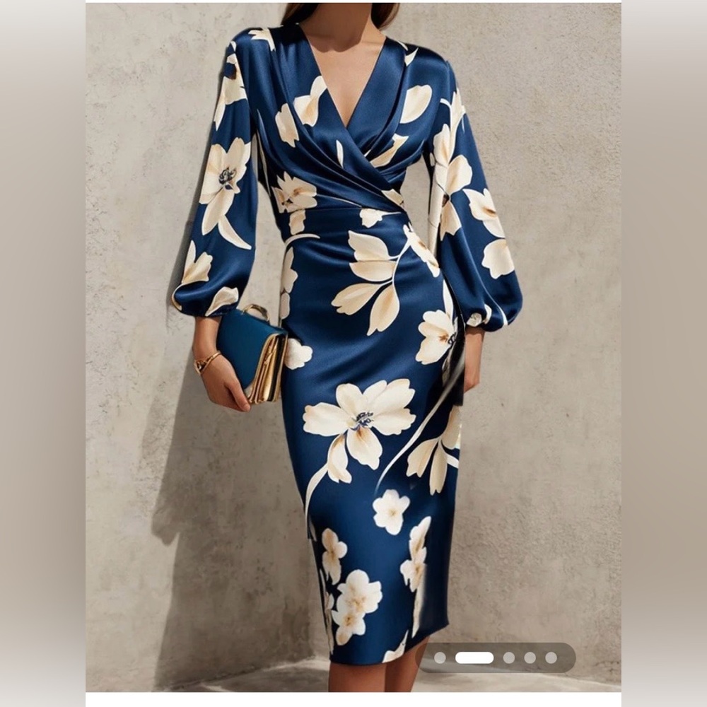 Elegant Floral Long Sleeve Dress